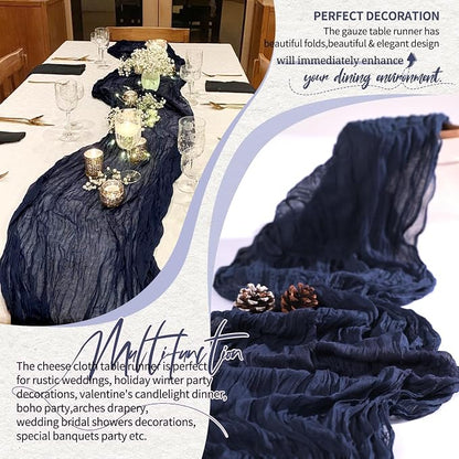 30 Pack Cheesecloth Table Runner 10FT Navy Blue Table Runner Boho Gauze Cheese - Image 6