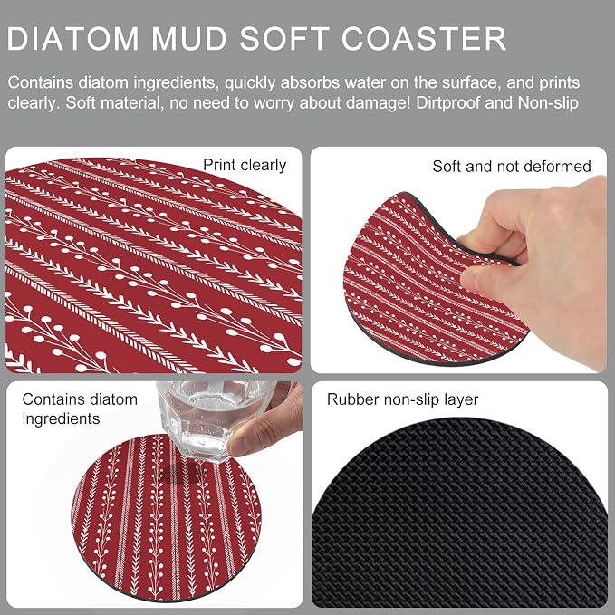 Traditional Minimalist Coasters Set of 6, Absorbent Coasters - Image 9
