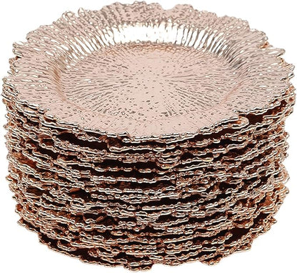 72 Pcs Charger Plates Set, Round Charger Plates, Reusable Serving Plates Embossed Rim Plastic Chargers Plate Decorative Round Plate Chargers for Dinner Plate Table Wedding Shower Decoration