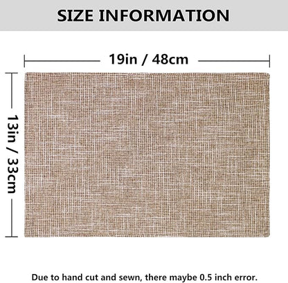 Kevin Textile Burlap Linen Placemats Set of 6 Heat Resistant Dining Table Place Mats Washable Kitchen Table Mats for Dinning Party Holiday Indoor Outdoor, 13 x19 inches, Natural Linen