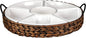 Serving Tray and Serving Dishes, RANDEFURN 7-Set Gold Platters for Parties,15.5 x 15.5 inches, Divided Serving Trays & Platters, Portable Handle,Gold