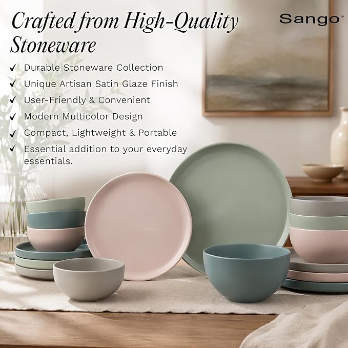 Sango 16-Piece Stoneware Dinnerware Set - Image 3