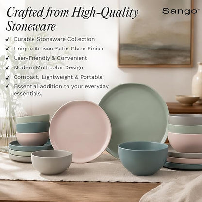 Sango 16-Piece Stoneware Dinnerware Set - Image 3