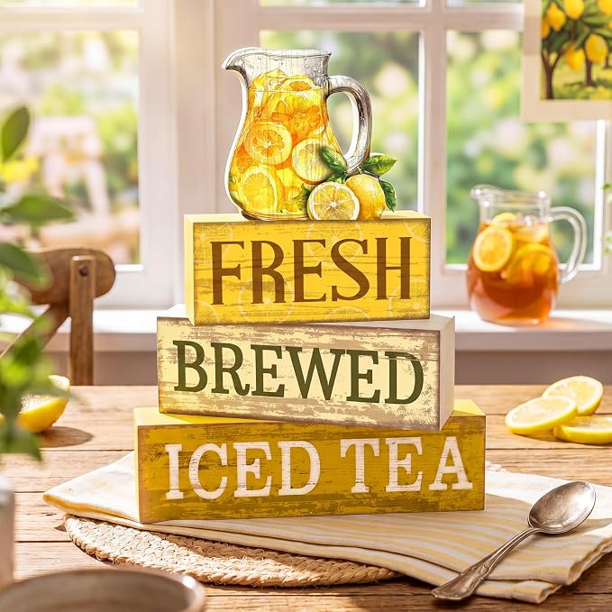 Moucuny 4 Pcs Summer Lemon Decor Summer Table Decorations Fresh Brewed Iced Tea - Image 2
