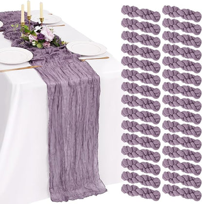 30 Pack Cheesecloth Table Runner 10FT Purple Table Runner Boho Gauze Cheese by Showgeous