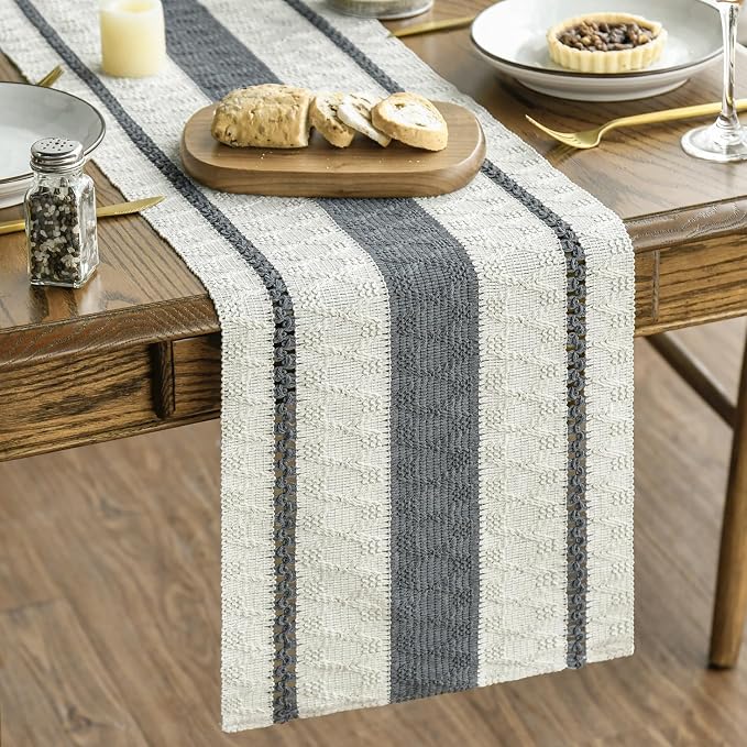 Artoid Mode Dark Green Rustic Woven Table Runner 12x48 Inch | Holiday Farmhouse by ArtoidMode