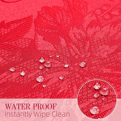 Cloth Place Mats Set of 8–Reusable Rectangular Waterproof Fabric Polyester Washable Wipeable Heat Resistant jacquard floral flowers for Kitchen Dining Dinner Wedding Table(Dark Red/13x19 Inch)