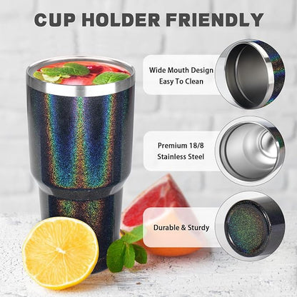 30 oz Tumbler with Lids and Straws, Stainless Steel Insulated Coffee Tumbler - Image 3