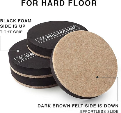 Furniture Sliders X-PROTECTOR 16 PCS – Furniture Sliders Hardwood Floors & Felt Furniture Movers – Moving Pads All Floor Types! Heavy Duty Reusable Sliders for Moving Furniture Easily & Safely!