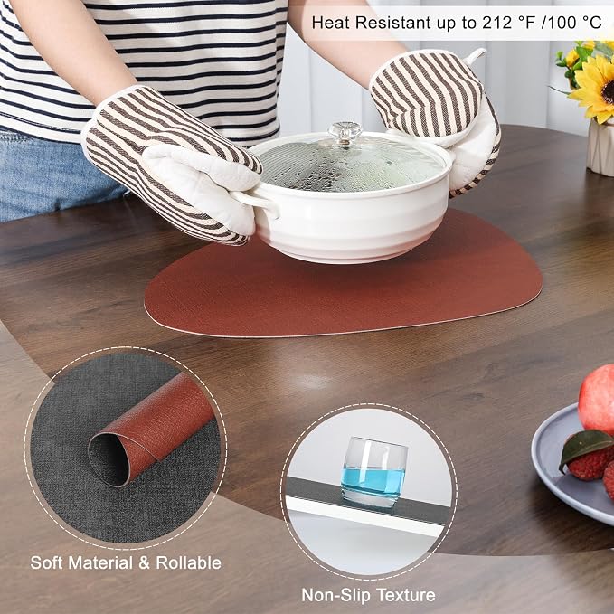 Faux Leather Placemats Set of 6, Dual Sided - Image 5