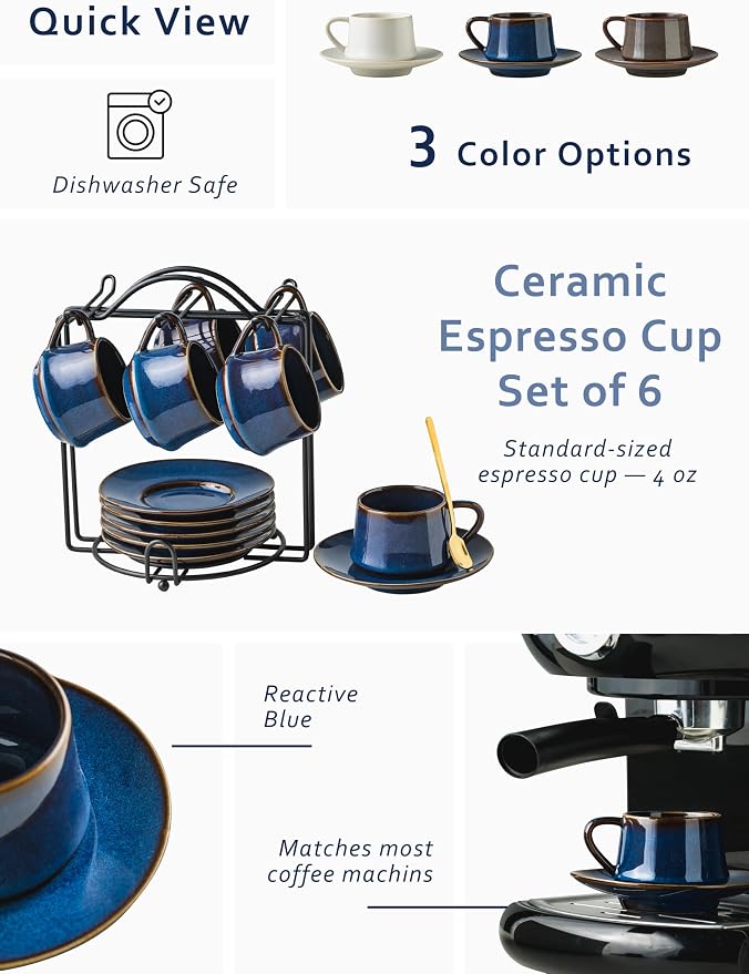 YHOSSEUN Espresso Cups Set of 6, 4 OZ Expresso Shots Cup - Image 2