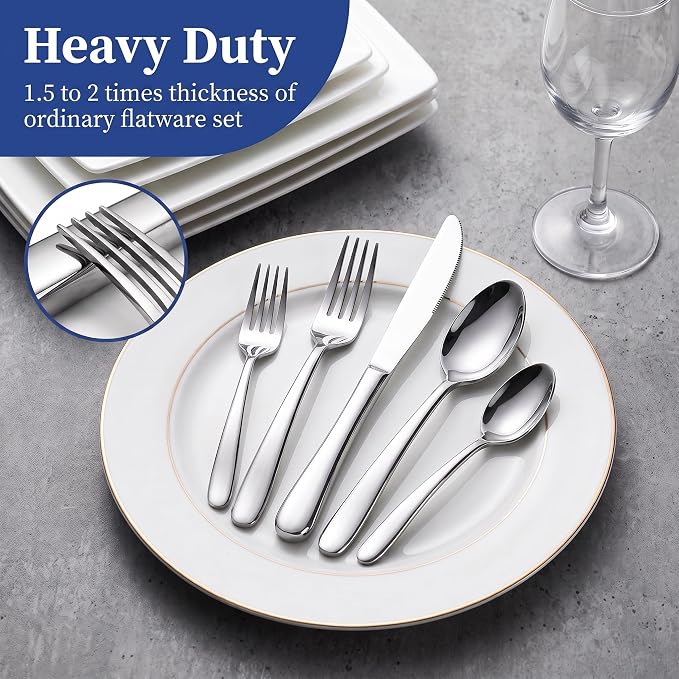 LIANYU 60-Piece Heavy Duty Silverware Set - Image 7