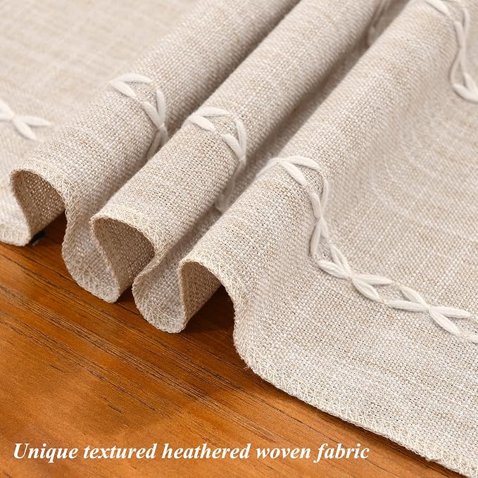 Wracra Rustic Linen Table Runner, Light Coffee Table Runners 60 inches Long | - Image 3