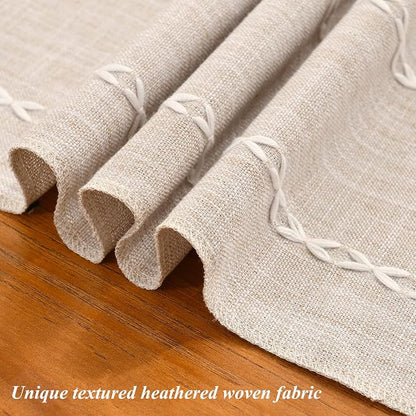 Wracra Rustic Linen Table Runner, Light Coffee Table Runners 60 inches Long | - Image 3