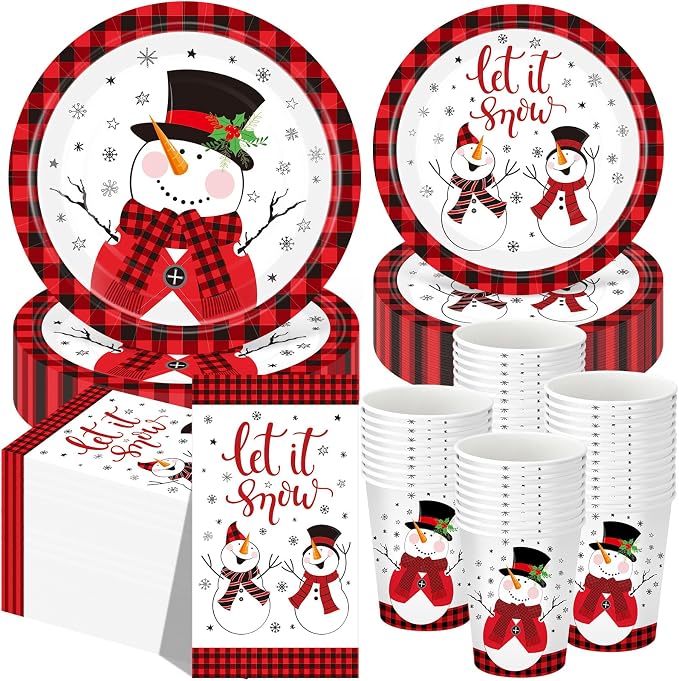 Funnymoom 250 Pcs Winter Snowman Party Decorations by Funnymoom