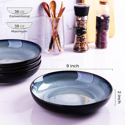 LERATIO 9.0" Ceramic Pasta Bowls Set of 6, 38oz Large Stoneware Bowls Set | - Image 2