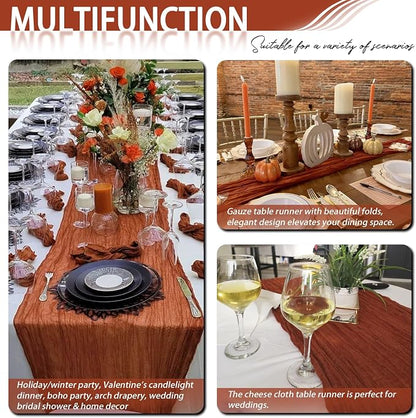8 Pack Terracotta Cheesecloth Table Runner 17x108 inch Boho Gauze Cheese Cloth - Image 7