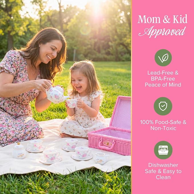 Giggle & Honey® Floral Porcelain Tea Set - Image 7