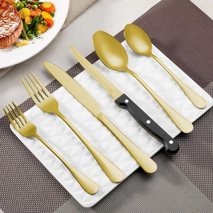 Gold Steak Knives Set of 8, Sharp Triple Rivet Steak Knife, High-Carbon - Image 6
