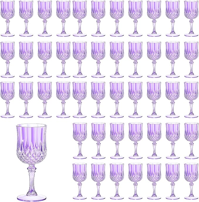 7OZ Plastic Wine Glasses, Reusable Vintage Goblets Unbreakable Drinking Glasses by Unknown