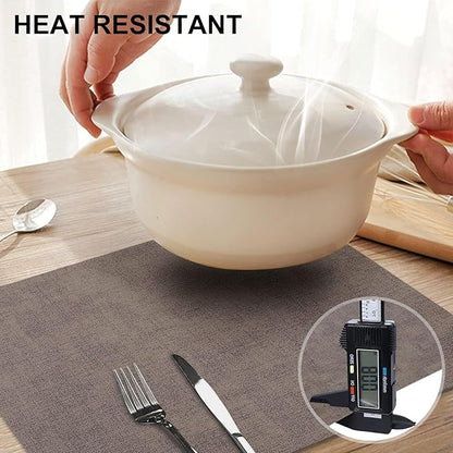 homing Faux Leather Heat Resistant Placemats 6 Packs, Waterproof Wipeable Dining PU Place Mats for Indoor & Outdoor, Easy to Clean, Brown