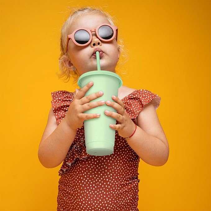24 oz Plastic Cups With Lids and Straws, Sturdy & Food-Safe Iced Coffee Cups - Image 5