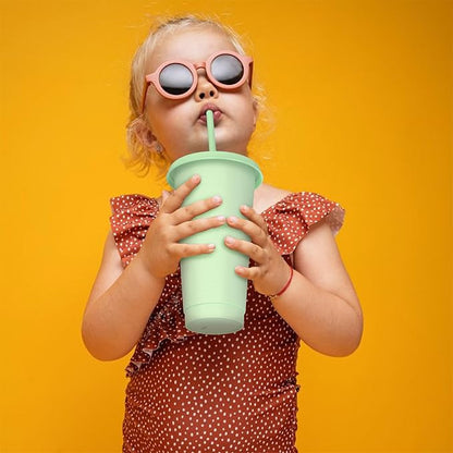 24 oz Plastic Cups With Lids and Straws, Sturdy & Food-Safe Iced Coffee Cups - Image 5