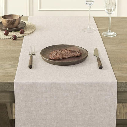 Basic Linen Style Table Runner, 14x48 Inch Light Tan | Mitered Corner Design - Image 5