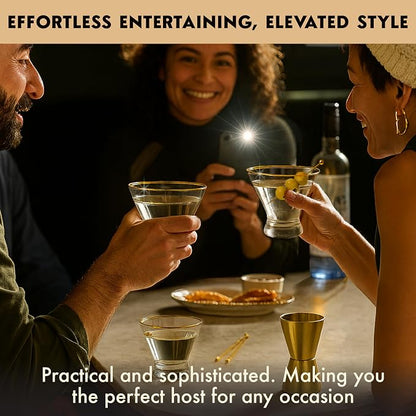 VEMACITY Stemless Martini Glasses Set of 4 | Hand-Applied Gold Rim | Includes - Image 3