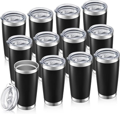 20oz Tumbler Bulk with Lid Stainless Steel Tumblers, 12 Pack | Leak Proof Lid by Unknown