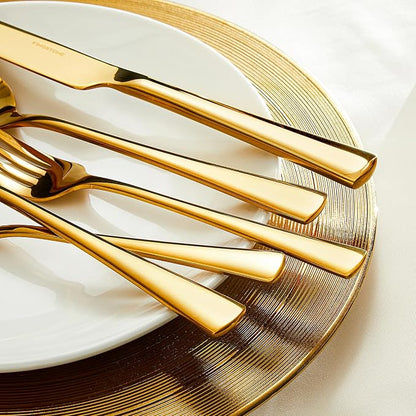 18/10 Flatware set for 4, 20 Piece Gold Stainless Steel Silverware Set | - Image 3