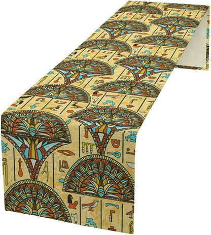 Vintage Ancient Egypt Table Runner Old Egyptian Hieroglyphics Print Mysterious by moderw