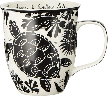 Karma Gifts 16 oz Black and White Boho Mug Sea Turtle by KarmaGifts