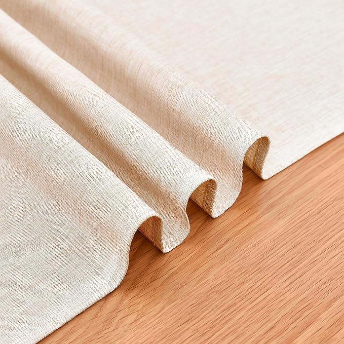 Faux Linen Table Runner Water Resistant 13 x 60 in, Neutral | Farmhouse Rustic - Image 6