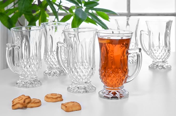 Red Co. 6-Pack Classic Clear Cut Glass 4.5 Oz Footed Turkish Tea Cups - Image 5