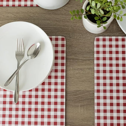 Benson Mills Cork Placemats Set of 4, Thick Cork Place Mats for Kitchen and Dining Tables, Easy Clean Table Mats (12" x 16" Rectangular Set of 4, Gingham Check Red)
