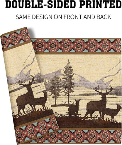 Vintage Bear Moose Placemats Set of 4 Rustic Farmhouse Wild Animal Heat Resistant Table Mat 12x18 Inch Country Cabin Forest Kitchen Mats for Party Dining Table