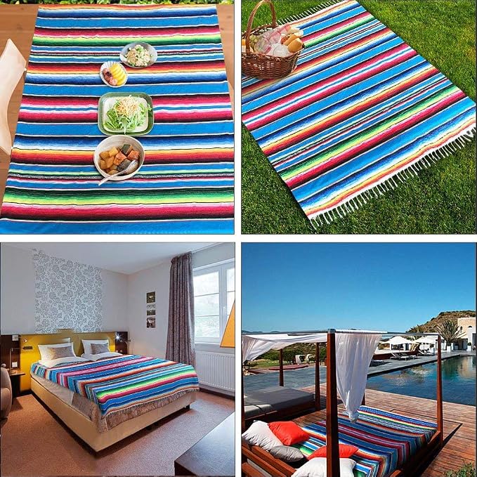 Fowecelt Mexican Serape Blanket Tablecloth 59 x 84 Inch - Image 4