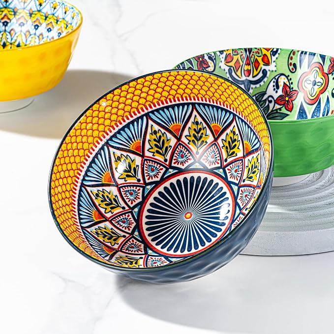 HENXFEN LEAD Ceramic Cereal, Soup Bowls Set of 6-25 Oz Porcelain Serving Bowls - Image 8