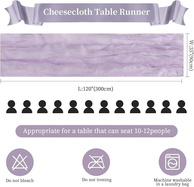 AGIRL 6 Pack Purple Cheesecloth Table Runner 10FT Boho Gauze Home Decor | - Image 3