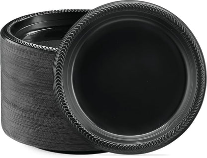 PLASTICPRO 400 PCS Black Plastic Plates Light Weight 9 Inch Plastic Dinner by PLASTICPRO
