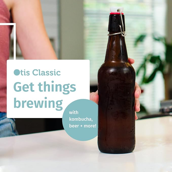 Otis Classic Swing Top Glass Bottles, Ceramic Cap, 16 oz | Clear Bottle - Image 9