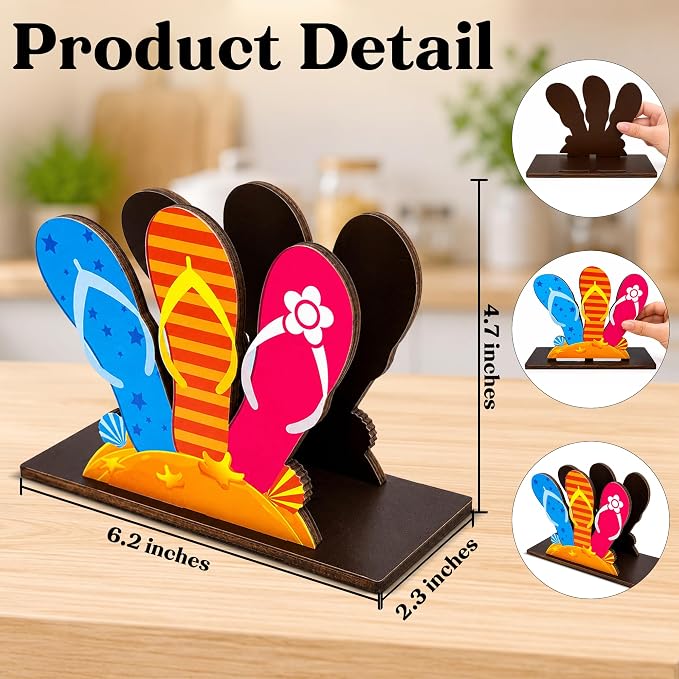 Summer Flip Flops Decor Wood Napkin Holder - Image 2