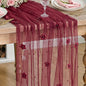 Artoid Mode Burgundy Flower Pearl Burgundy Gauze Table Runner 10FT, Seasonal by ArtoidMode