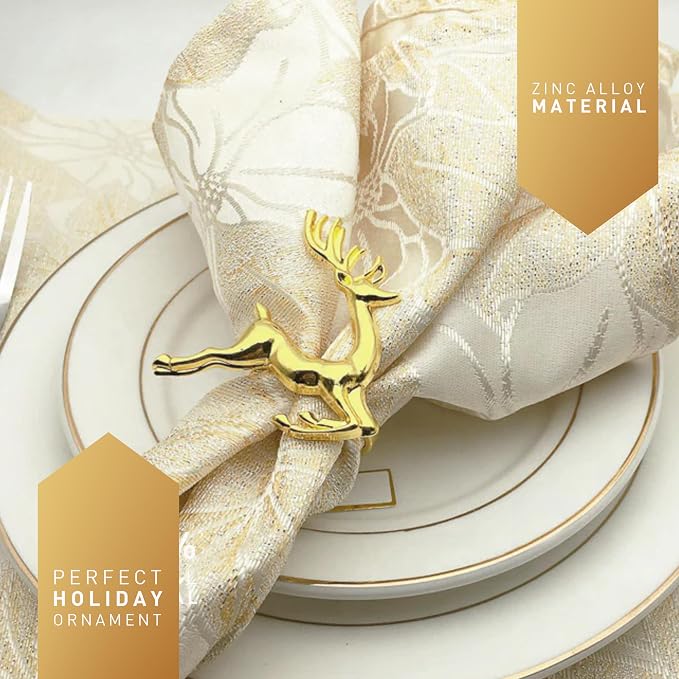 Gold Reindeer Napkin Rings Set of 4 - Image 3