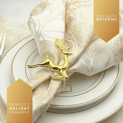 Gold Reindeer Napkin Rings Set of 4 - Image 3