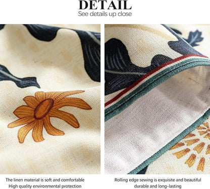 bilin gaier Designer French Linen Small Table Runner, Floral Pattern, Dining - Image 5