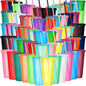 Honeydak 100 Pack Tumbler with Straw and Lid Bulk Glitter Plastic Cups Water by Honeydak