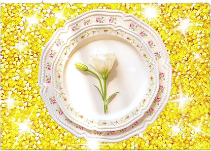 Gold Placemats Gold Heat Resistant Mat Square Placemats Trivets Rhinestone Decor Place Mat Crushed Diamond Decor Bling Sparkly Mat Set of 1