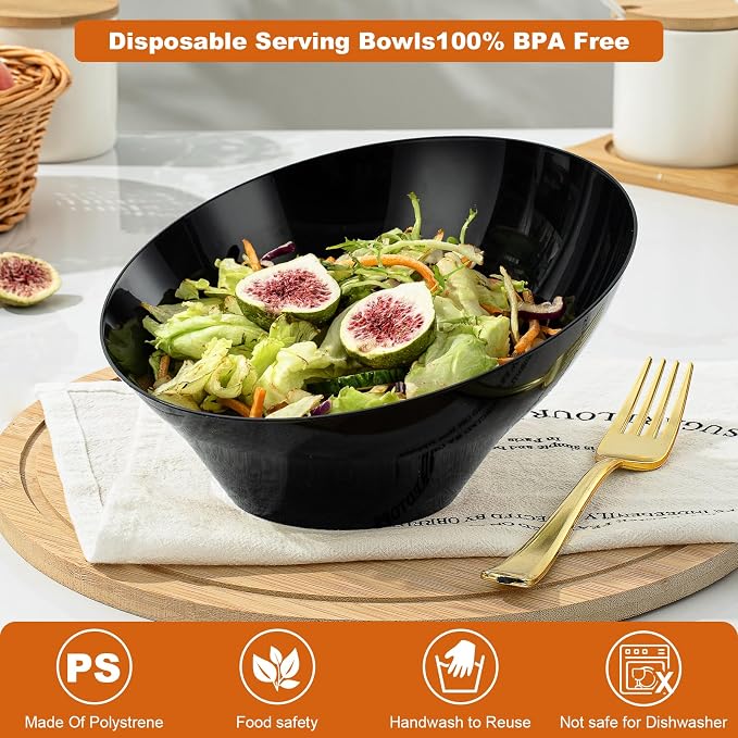 5 Pack black Plastic Serving Bowls - Image 4